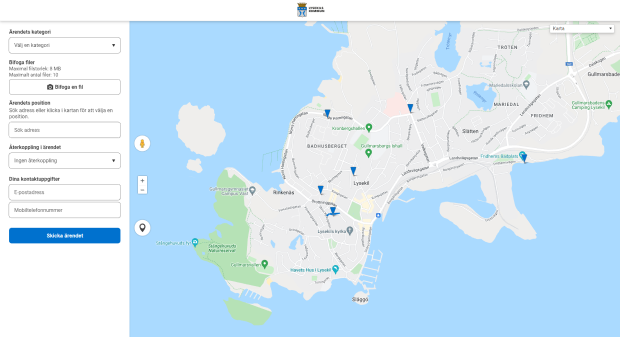 Karta över felanmälan-sida